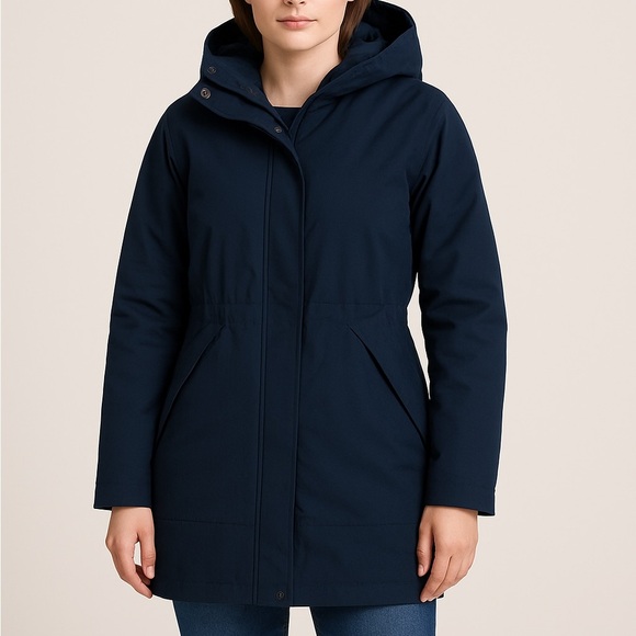 The North Face Women’s Navy Blue Down Arctic Parka Winter Long Coat Jacket Large - Picture 1 of 5